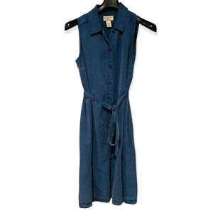 Mary McFadden Blue Denim Button Down Sleeveless Dress Size Large